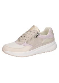 Waldläufer WALDLÄUFER Damen Plateausneaker "H-MARA", Gr. 4hellbeige, flieder, Leder, Textil, sportlich, Schuhe, Halbschuh, Freizeitschuh, Schnürschuh in