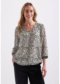 Street One Damen Chiffonblusemoonstone sand, casual, Gr. 38, bedruckt, Web, Obermaterial: 100% Polyester, Blusen, mit All-Over Print