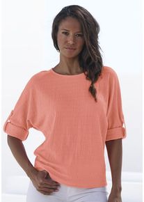 Vivance 2-in-1-Shirt 'zum Krempeln' peach Gr. 32/34 für Damen. Mit Rundhals. Lässig Geschnitten. Nachhaltig.