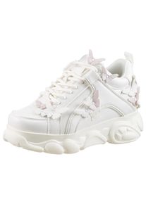 Buffalo Damen Plateausneaker, Gr. 38perlweiß rose, schmetterling, Lederimitat, modisch, Schuhe, Chunky Sneaker, Schnürschuh, Halbschuh in coolem