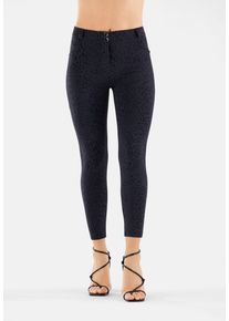 Freddy Damen 7/8-Hose "WRUP REGULAR HIGH SUPERSKINNY 7/8"grau leopard on schwarz, casual, Gr. XS, animal-print, Web, Obermaterial: 80% Baumwolle, 20%