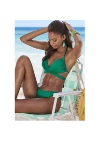 Triangel-Bikini Lascana, Damen, Gr. 38, Cup C/D, gr&uuml;n, Microfaser, Recycling-Polyamid, unifarben, Bikini-Sets Triangel-Bikini, Multiway, in 5 Tragevarianten