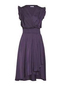Lascana Satinkleid violett Gr. 34 für Damen. Mit V-Ausschnitt. Figurumspielend