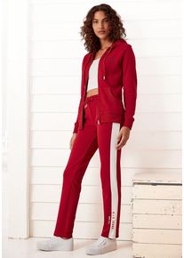 H.I.S. H.I.S Kapuzensweatjacke rot Gr. 32/34 für Damen. Mit Logodruck. Nachhaltig.