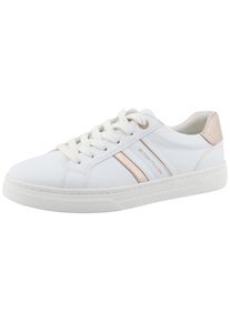 Tom Tailor Damen Sneaker, Gr. 36weiß, rosegold, Lederimitat, leicht glänzend, kontrastfarbene Details, sportlich, Schuhe, Freizeitschuh, Halbschuh,