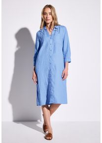 Street One Damen Blusenkleidserenity blau, casual, Gr. 44, unifarben, Stoff, 100% Leinen, Kleider, mit Knopfleiste