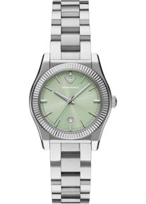 Emporio Armani Damen Quarzuhredelstahlfarben, grün, Armbanduhren, Armbanduhr, Damenuhr, Edelstahlarmband, analog, Tag