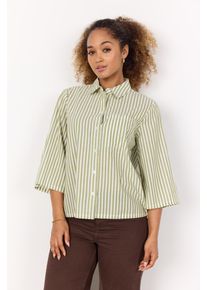 soyaconcept Damen Hemdbluse "SC-ROSETTE 4"calliste grün combi, modisch, Gr. L, gestreift, Web, Obermaterial: 100% Baumwolle, Blusen