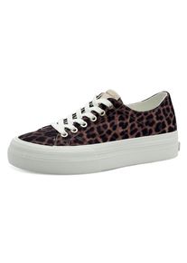 Tamaris Damen Plateausneaker, Gr. 42leodruck, Textil, animal-print, sportlich, Schuhe, Freizeitschuh, Halbschuh, Schnürschuh mit Logo an der Ferse