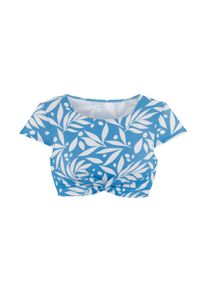 active by Lascana LASCANA ACTIVE Damen Crop-Bikini-Top "Lia"blau weiß bedruckt, Gr. 36, bedruckt, Recycling-Polyamid, Bikini-Oberteile, mit Knotenoptik vorn