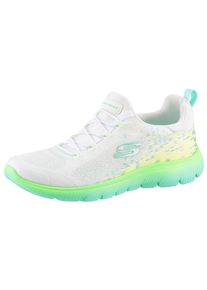 Skechers Damen Slip-On Sneaker "SUMMITS", Gr. 43weiß, neongrün, gelb, Textil, Mesh, kontrastfarbene Details, sportlich, Schuhe, Trainingsschuh,