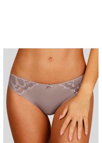Lascana Tanga 'Evita' beige Gr. 32/34 für Damen. Mit Schmuckelement, Schleife, Spitze