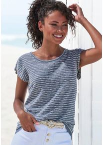 Vivance Rundhalsshirt 'mit Streifenstruktur' mehrfarbig Gr. 32/34 für Damen. Mit Rundhals. Normal. Nachhaltig.