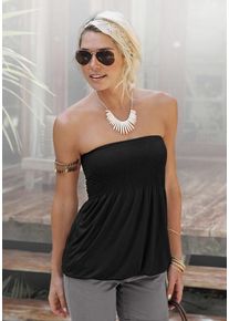 Lascana Bandeautop schwarz Gr. 32/34 für Damen. Mit ohne Ausschnitt. Figurumspielend