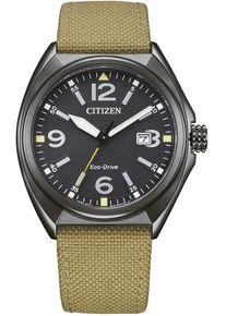 Citizen Herren Solaruhrolivgrün, schwarz, Armbanduhren, Armbanduhr, Herrenuhr, Edelstahlarmband, analog, Datum, Eco-Drive