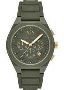 Armani Exchange Herren Chronograph "SYNC"grün, Armbanduhren, Quarzuhr, Armbanduhr, Herrenuhr, Silikonarmband, analog, Tag
