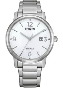 Citizen Herren Solaruhrsilberfarben, Armbanduhren, Armbanduhr, Herrenuhr, Edelstahlarmband, analog, Tag, Kristallglas