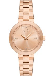 Armani Exchange Damen Quarzuhrroségoldfarben, Armbanduhren, Armbanduhr, Damenuhr, Edelstahlarmband, analog, Glassteine