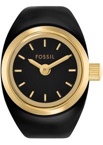 Fossil Damen Uhrenring "WATCH RING"gelbgoldfarben, schwarz, Armbanduhren, Armbanduhr, Damenuhr, Edelstahlarmband, analog