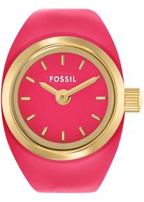 Fossil Damen Uhrenring "WATCH RING"gelbgoldfarben, fuchsia, Armbanduhren, Armbanduhr, Damenuhr, Edelstahlarmband, analog
