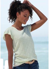 Vivance Rundhalsshirt 'mit Streifenstruktur' mehrfarbig Gr. 32/34 für Damen. Mit Rundhals. Normal. Nachhaltig.
