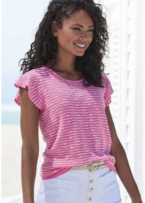 Vivance Rundhalsshirt 'mit Streifenstruktur' mehrfarbig Gr. 32/34 für Damen. Mit Rundhals. Normal. Nachhaltig.