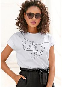Lascana Kurzarmshirt weiß Gr. 36/38 für Damen. Mit Rundhals. Figurumspielend. Nachhaltig.