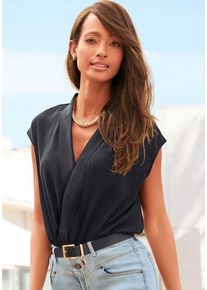 Lascana Blusenbody schwarz Gr. 34 für Damen. Mit tiefer V-Ausschnitt. Figurumspielend. Nachhaltig.