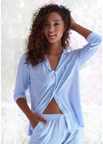 s.Oliver Pyjamaoberteil blau Gr. 32/34 für Damen. Mit V-Ausschnitt. Bequem. Nachhaltig.