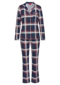 s.Oliver Pyjama mehrfarbig Gr. 32/34 für Damen. Mit V-Ausschnitt. Basic. Nachhaltig.