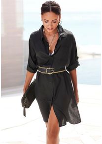 Lascana Longbluse schwarz Gr. 34 für Damen. Mit V-Ausschnitt. Figurumspielend