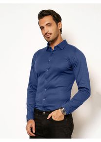 DESOTO Herren Langarmhemd "Casual Kent 1/1"blau piqué, casual, Gr. XXL, unifarben, Jersey, Obermaterial: 100% Baumwolle, Hemden, Mit