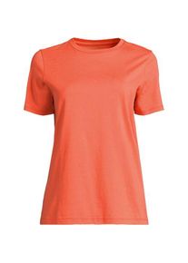 LANDS' END Supima Kurzarm-Shirt mit rundem Ausschnitt, Damen,  Orange, Baumwolle, by Lands' End