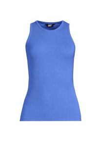 LANDS' END &Auml;rmelloses, geripptes Top, Damen,  Blau, Elasthan/Viskose/Viskose-Mischung, by Lands' End