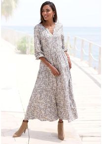 Vivance Maxikleid mehrfarbig Gr. 34 für Damen. V-Ausschnitt und Allover-Druck. Figurumspielend. Nachhaltig.