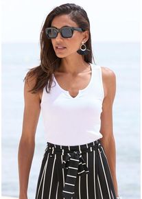 Lascana Ripptanktop weiß Gr. 32/34 für Damen. Mit V-Ausschnitt. Figurbetont