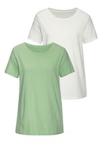 Vivance T-Shirt 'mit modischer Kontraststickerei' mehrfarbig Gr. 32/34 für Damen. Mit Rundhals. Basic. Nachhaltig.