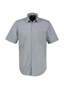 Lerros Herren Kurzarmhemdcrispy blau, casual, Gr. S, unifarben, Web, Obermaterial: 80% Baumwolle, 20% Leinen, Hemden, mit Brusttasche