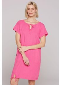 SOCCX Damen Sommerkleidfloral pink, casual, Gr. XXL, Material Oberstoff: 100% Leinen, Material Einsatz: 95% Baumwolle, 5% Elasthan, Kleider, mit
