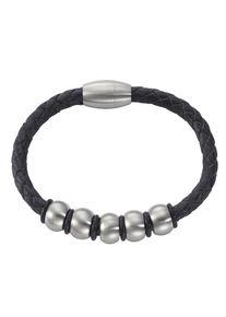 ZEEme Stainless Steel Armband Lederband mit Edelstahlverschluß