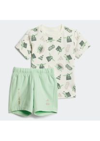 Kinder Trainingsanzug "I SW MNDO T SET"sanftes weiß, multicolor, sportlich, Gr. 92, adidas Sportswear, Obermaterial: 93% Baumwolle, 7% Elasthan,