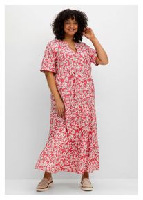 sheego Damen Maxikleid "Große Größen"hummer gemustert, feminin, Gr. 40, gemustert, Obermaterial: 100% Viskose (LENZING ECOVERO), Kleider, mit