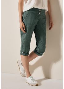 Cecil Damen Caprihose "Style New York"balmy khaki, casual, Gr. 28, unifarben, Web, Obermaterial: 98% Baumwolle, 2% Elasthan, Hosen, mit Knopfdetails
