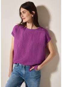 Cecil Damen Kurzarmblusemagenta lacquer, casual, Gr. S, unifarben, Web, Obermaterial: 55% Leinen, 45% Viskose, Blusen, im Leinenmix und mit