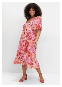 Damen Chiffonkleid "Große Größen"sorbet pink gemustert, feminin, Gr. 50, sheego by Joe Browns, gemustert, Obermaterial: 100% Polyester;Futter: 100%