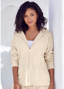 Lascana Sweatjacke beige Gr. 32/34 für Damen. Mit Kordelzug. Bequem. Nachhaltig.