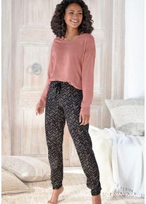 Vivance Dreams Pyjama mehrfarbig Gr. 32/34 für Damen. Rundhals und Allover-Druck. Loose Fit. Nachhaltig.