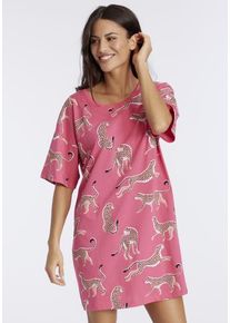 Vivance Dreams Sleepshirt mehrfarbig Gr. 32/34 für Damen. Rundhals und Print, Allover-Druck. Loose Fit. Nachhaltig.