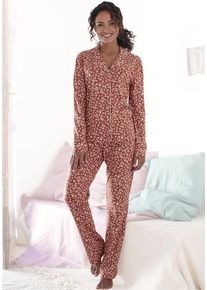 Vivance Dreams Pyjama mehrfarbig Gr. 32/34 für Damen. V-Ausschnitt und Allover-Druck, Piping, Kontrastdetails. Klassisch. Nachhaltig.
