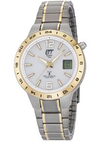 ETT Herren Funkuhr "Basic Titan"titanfarben, goldfarben, Armbanduhren, Armbanduhr, Solar, Herren, Titan, automatischer Kalender